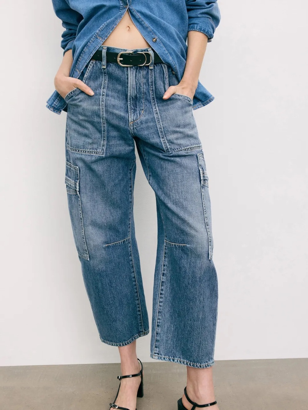 Citizens of Humanity Marcelle Low Slung Cargo Jeans in Elysian Blue Size 29